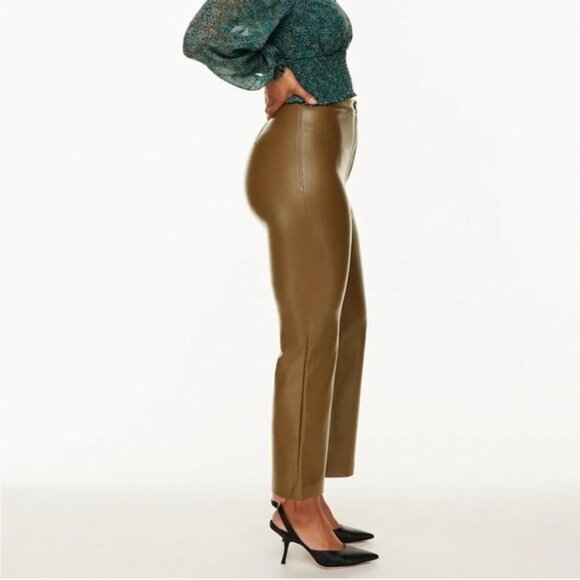 Wilfred Aritzia Adele Pant Flared Wide Leg Vegan Faux Leather Trouser High Rise - Picture 7 of 16